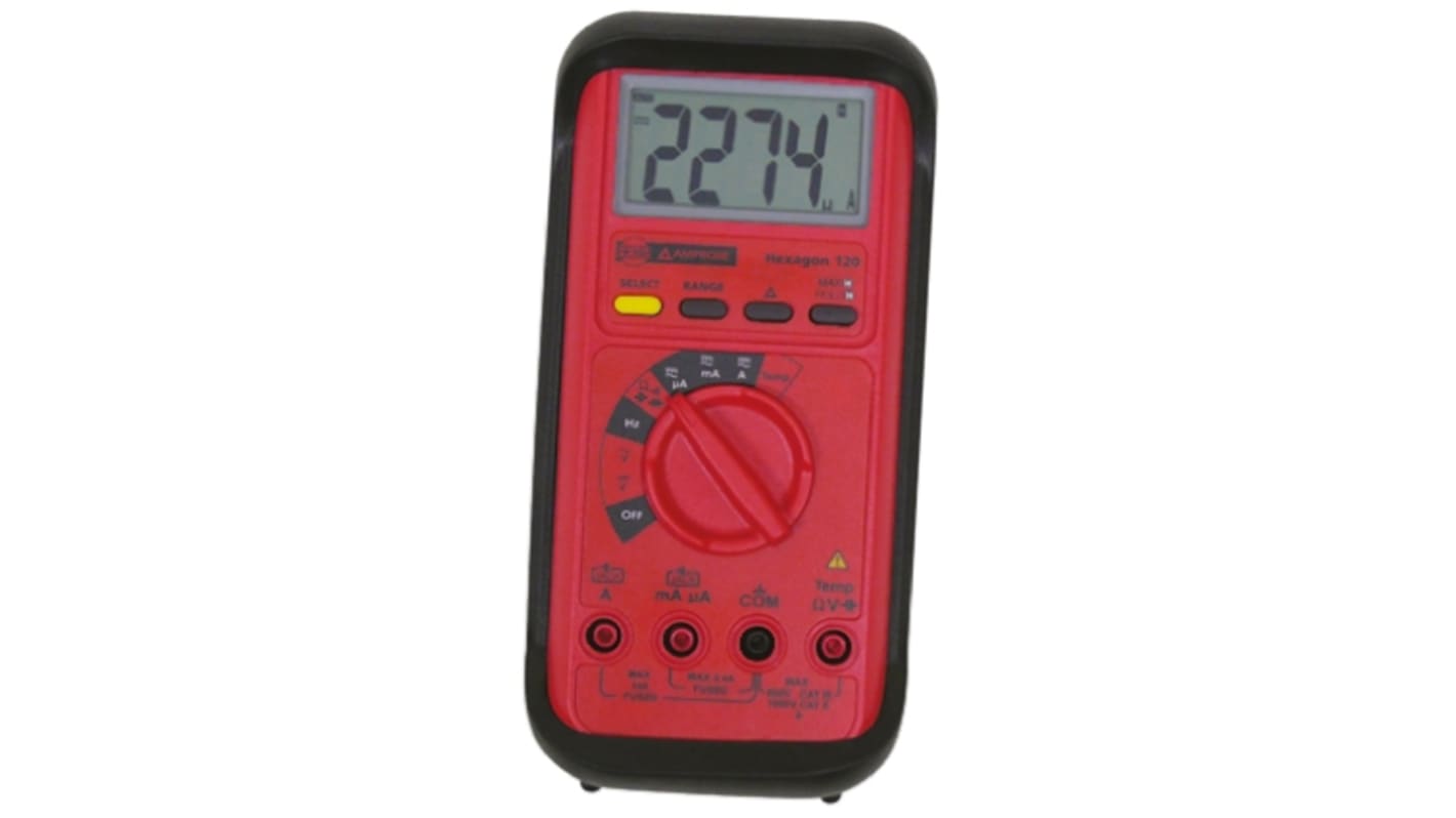 Beha-Amprobe HEX120 Handheld Digital Multimeter, True RMS, 10A ac Max, 10A dc Max, 1000V ac Max - RS Calibrated