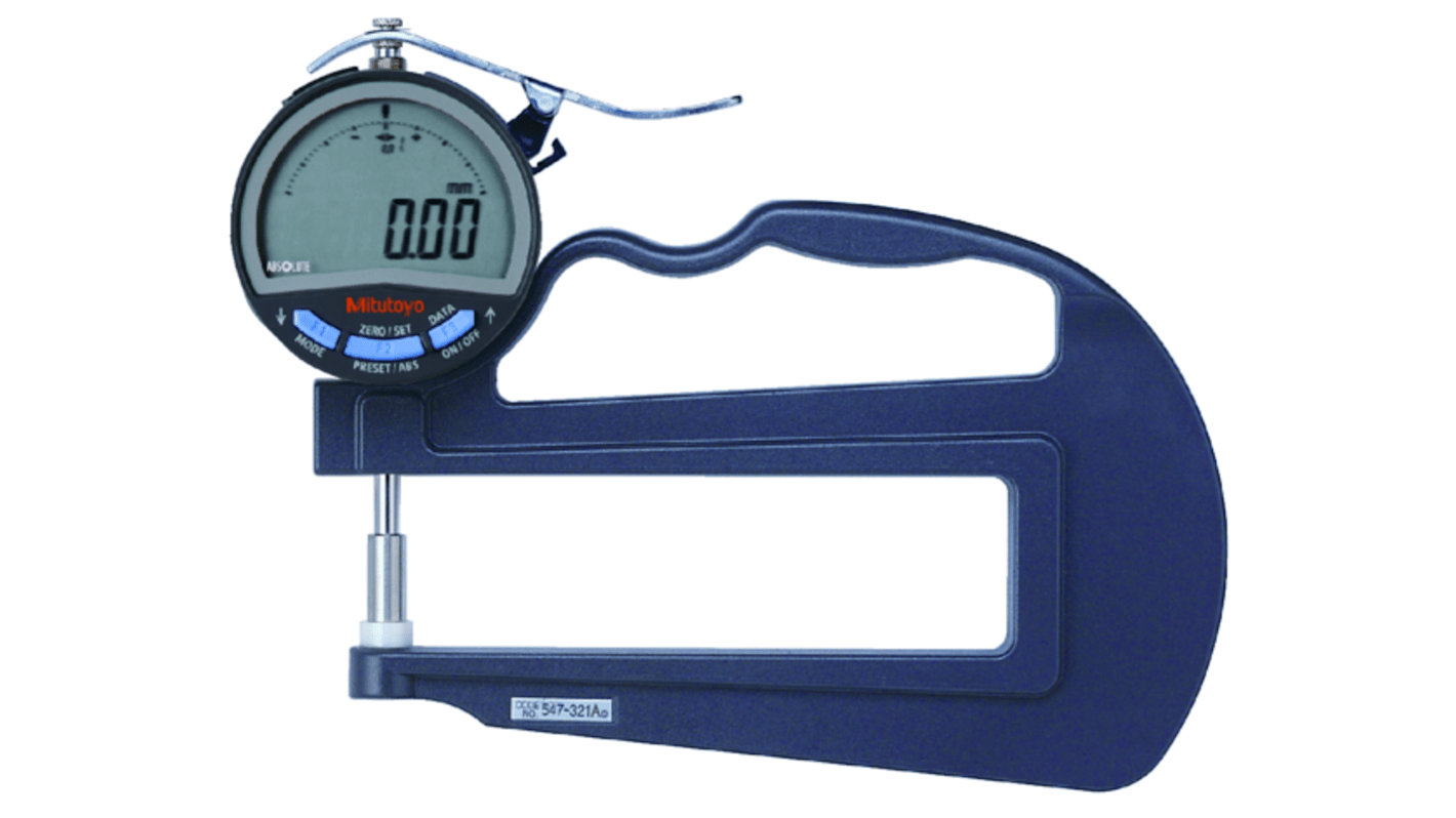 Spessimetro Mitutoyo, 0mm → 10mm, risoluz. 0,01 mm, ±3 μm
