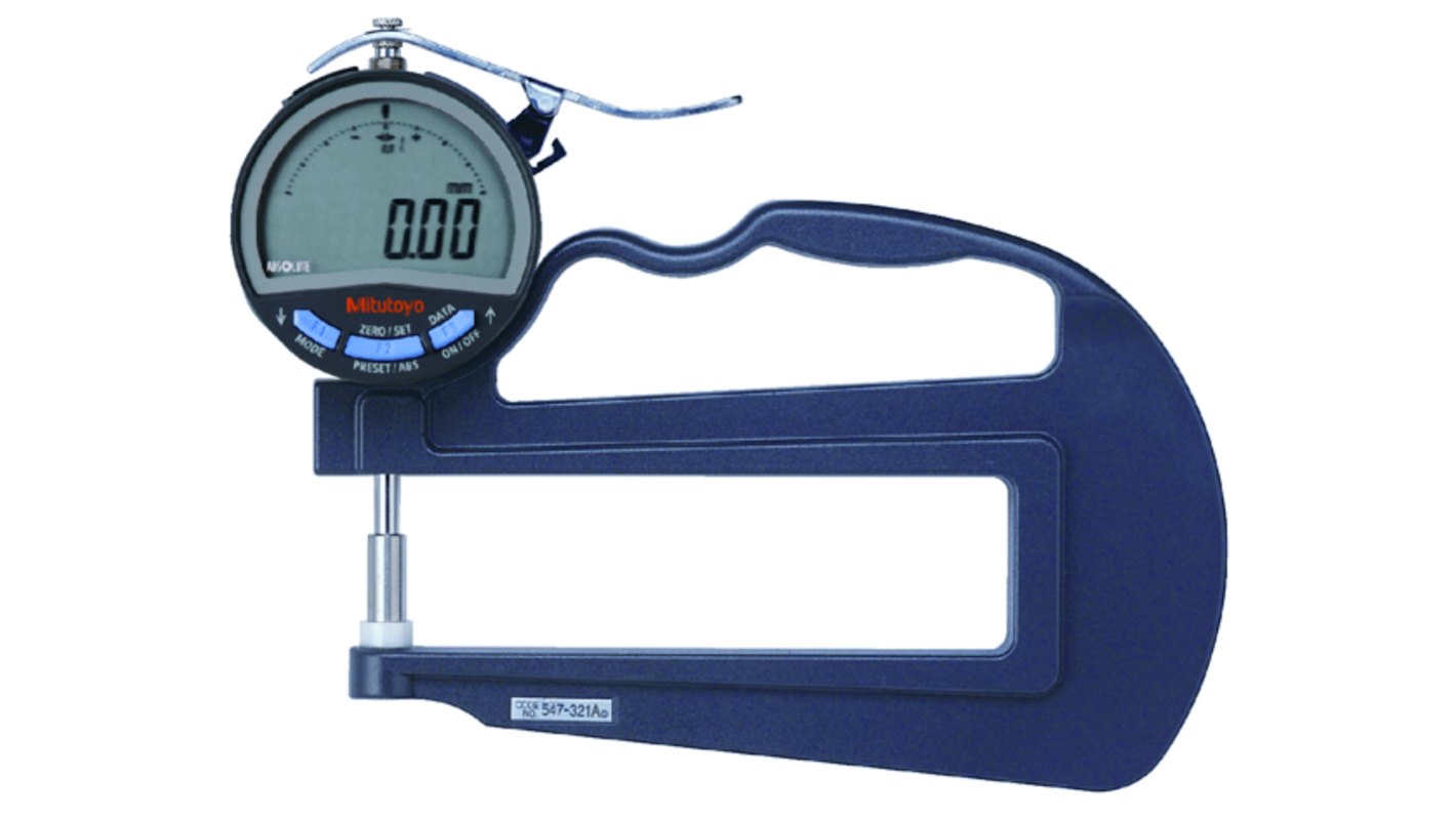 Mitutoyo 547 Materialdickenlehre mit LCD Anzeige, 0mm → 10mm ±3 μm / 0,01 mm