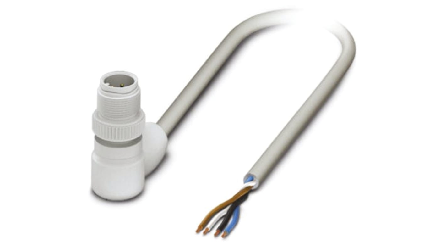 Phoenix Contact Right Angle Male 4 way M12 to Unterminated Sensor Actuator Cable, 5m
