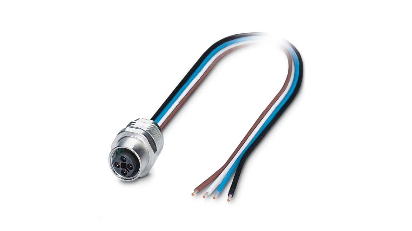 Phoenix Contact Straight Female 4 way M12 to Unterminated Sensor Actuator Cable, 5m