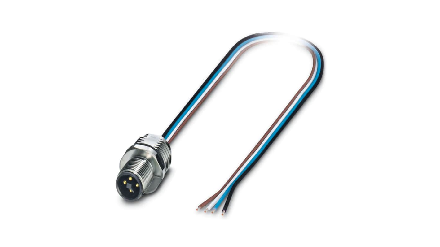 Phoenix Contact Straight Male 4 way M12 to Unterminated Sensor Actuator Cable, 5m