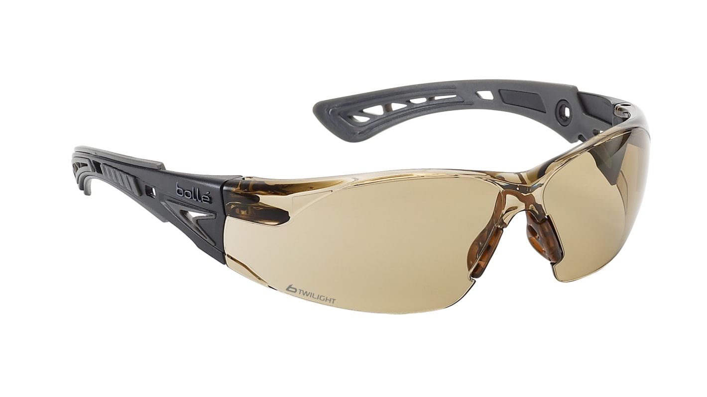 Bolle RUSH+ Anti-Mist Safety Glasses, Bronze PC Lens, Vented