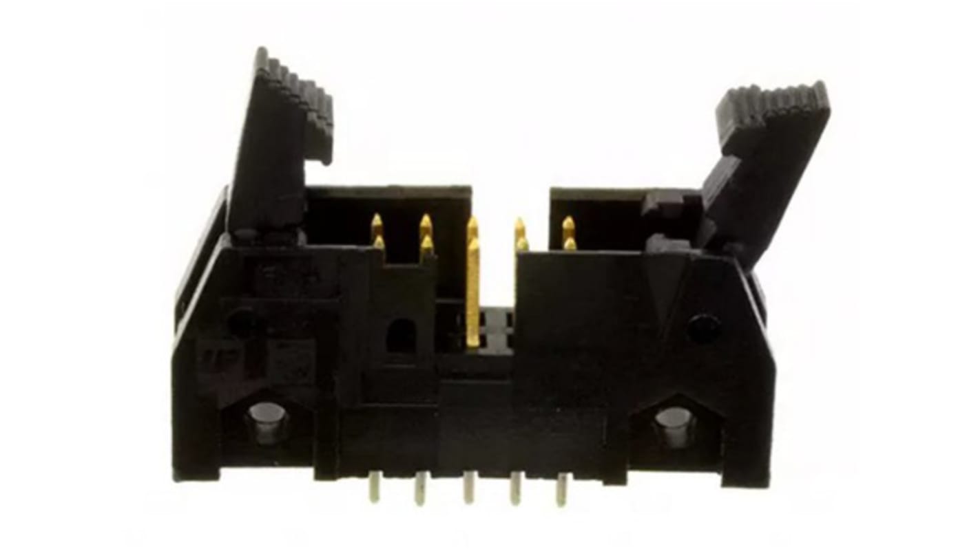 TE Connectivity AMP-LATCH Series Straight Through Hole PCB Header, 10 Contact(s), 2.54mm Pitch, 2 Row(s), Shrouded