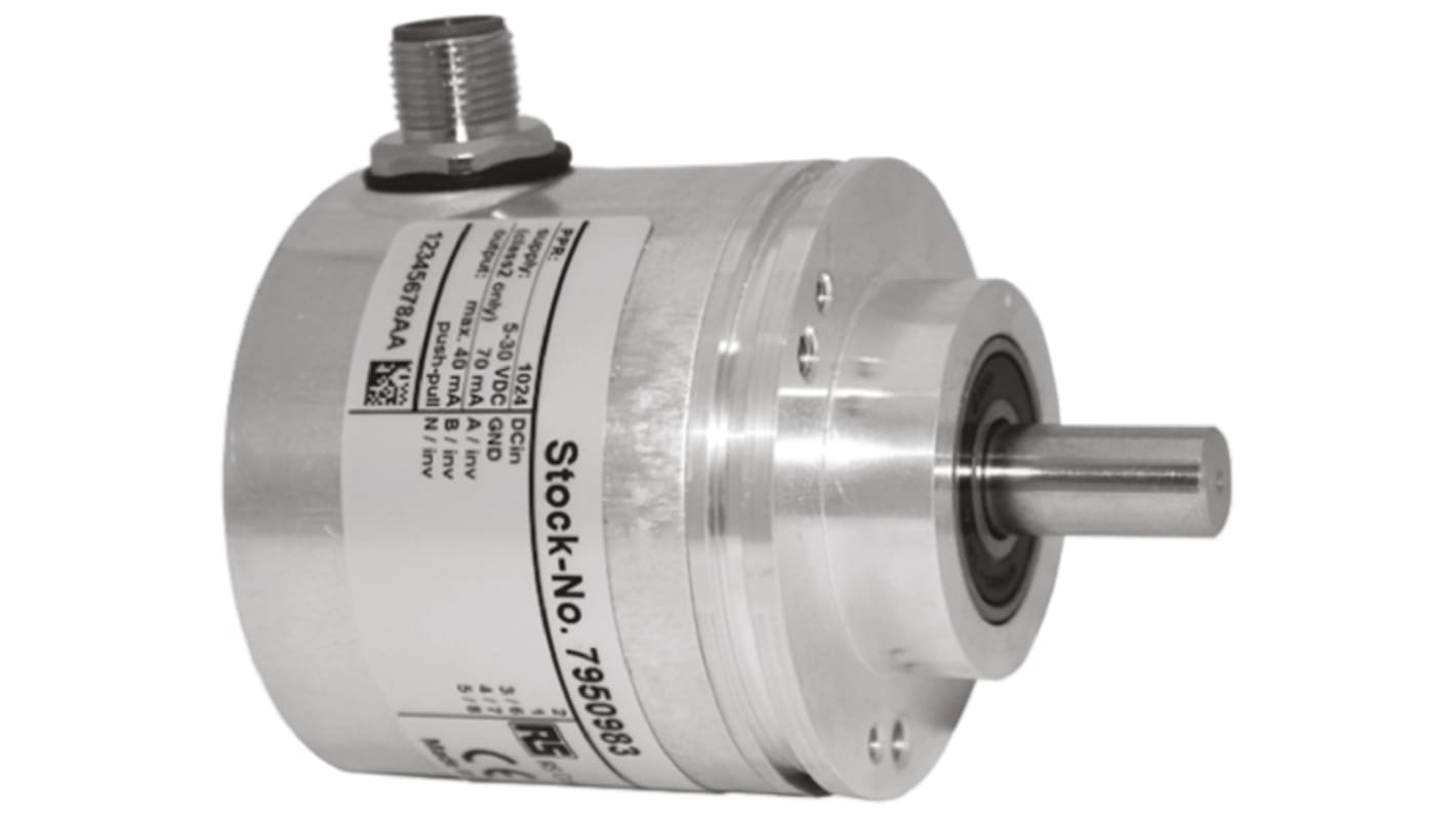 RS PRO Incremental Incremental Encoder, 1024 ppr, HTL Inverted Signal, Solid Type, 10mm Shaft