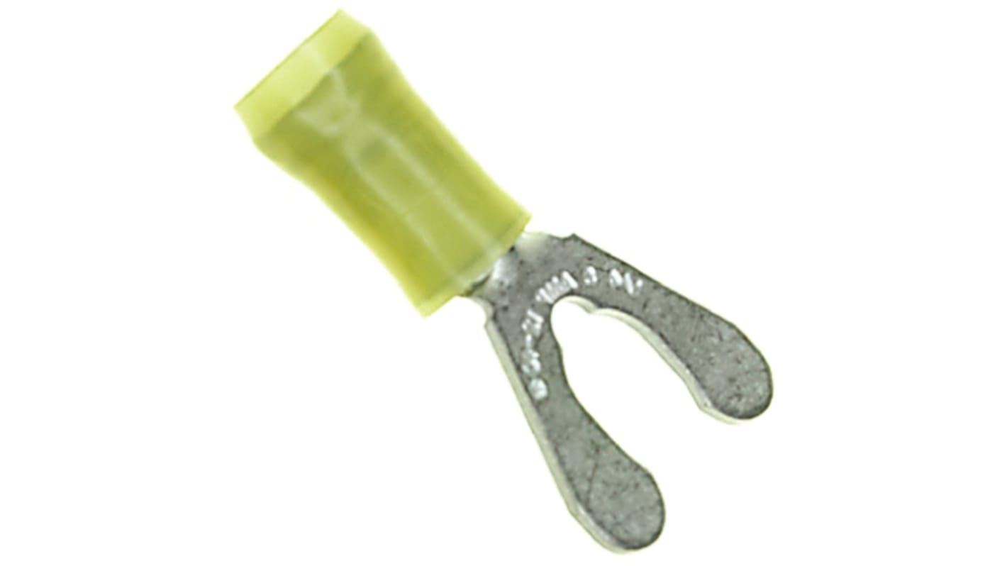 TE Connectivity PIDG Insulated Crimp Spade Connector, 3mm² to 6mm², 12AWG to 10AWG, M6 (1/4) Stud Size Nylon, Yellow