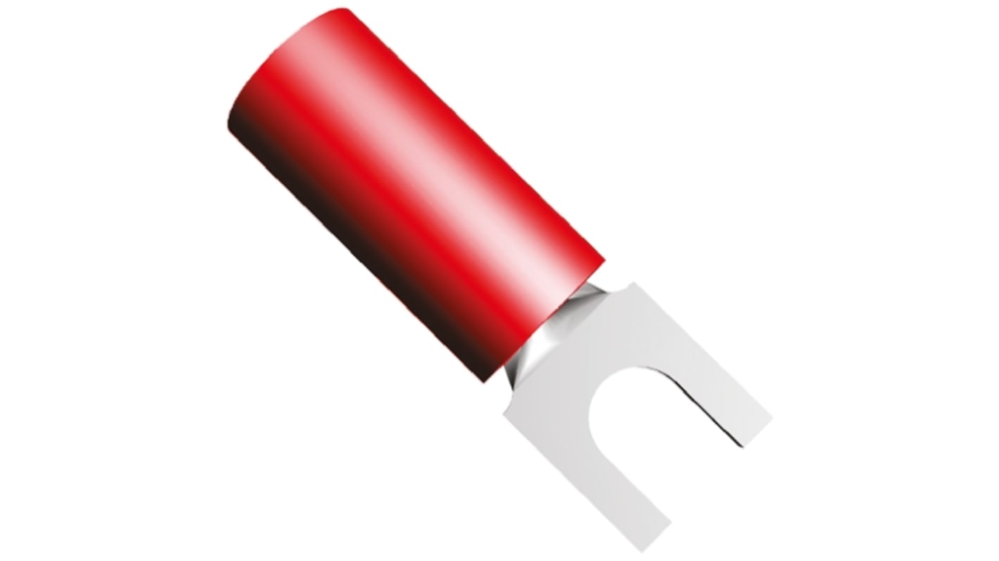 TE Connectivity 绝缘U型端子, M2.5螺栓, 线规0.26mm²至1.65mm², 红色, 5.54mm宽, 0.84mm厚, 镀锡触点, PIDG系列