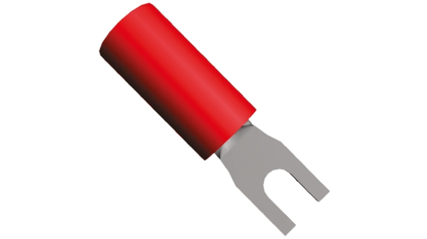 TE Connectivity, PIDG Insulated Crimp Spade Connector, 0.26mm² to 1.65mm², 22AWG to 16AWG, M2 (#2) Stud Size Nylon, Red