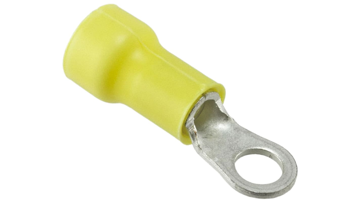 TE Connectivity, PLASTI-GRIP Insulated Ring Terminal, M5 (#10) Stud Size, 2.6mm² to 6.6mm² Wire Size, Yellow