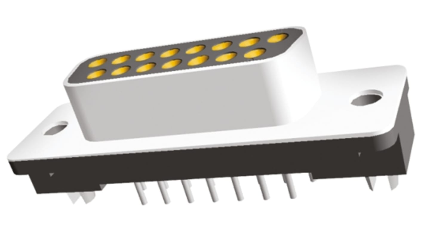 TE Connectivity Amplimite HD-20 15 Way Through Hole D-sub Connector Socket, 2.743mm Pitch, with 4-40 UNC PCB Retention