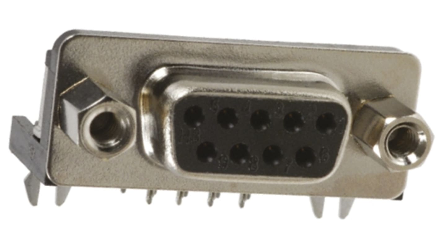 TE Connectivity Amplimite HD-20 9 Way Right Angle Through Hole PCB D-sub Connector Socket, 2.77mm Pitch, with 4-40 UNC