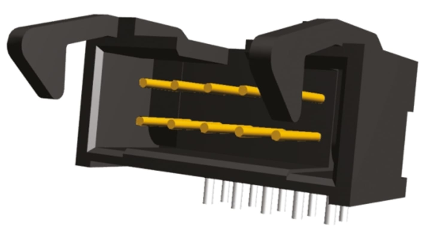TE Connectivity 2.54mm间距10p双排排针 线对板连接器, AMP-LATCH系列, 直向, 通孔安装