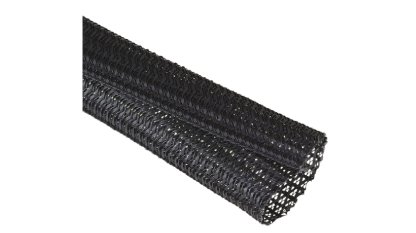 Guaina per cavi intrecciata Alpha Wire in PET, Ø 31.75mm, L. 7.62m, col. Nero