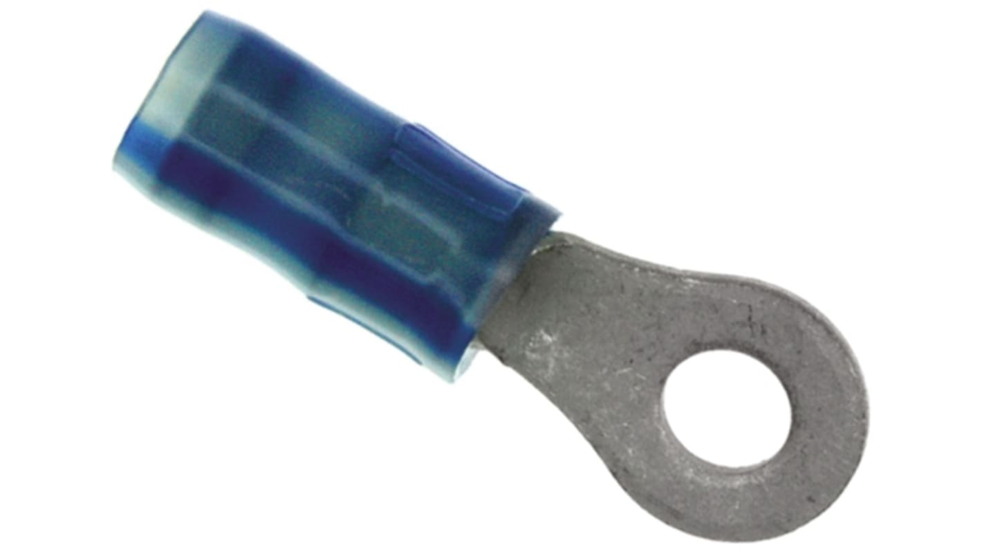 TE Connectivity, PIDG Insulated Crimp Ring Terminal, M3.5 Stud Size, 1mm² to 2.6mm² Wire Size, Blue
