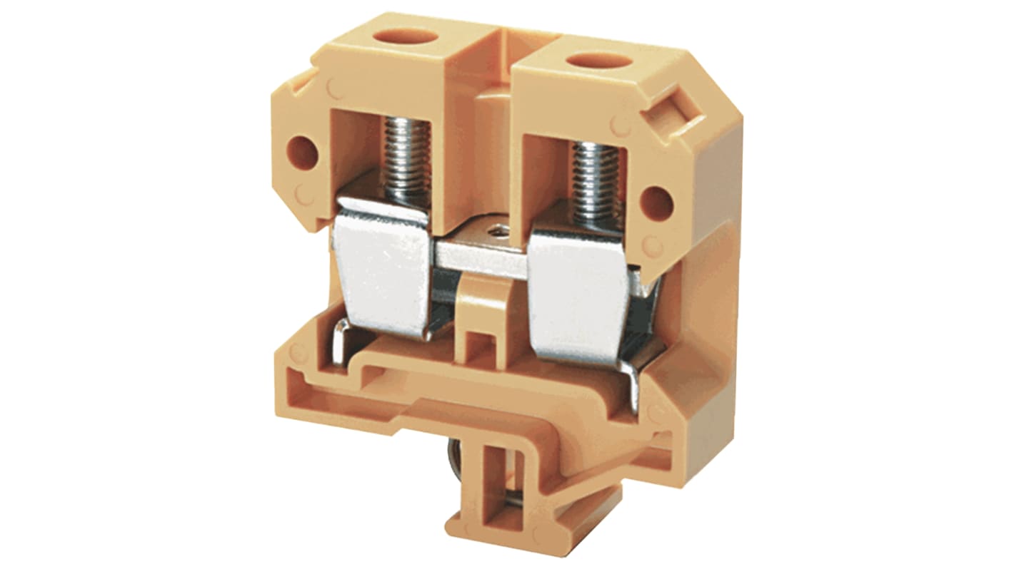 RS PRO Brown Feed Through Terminal Block, 35mm², Single-Level, Screw Clamp Termination