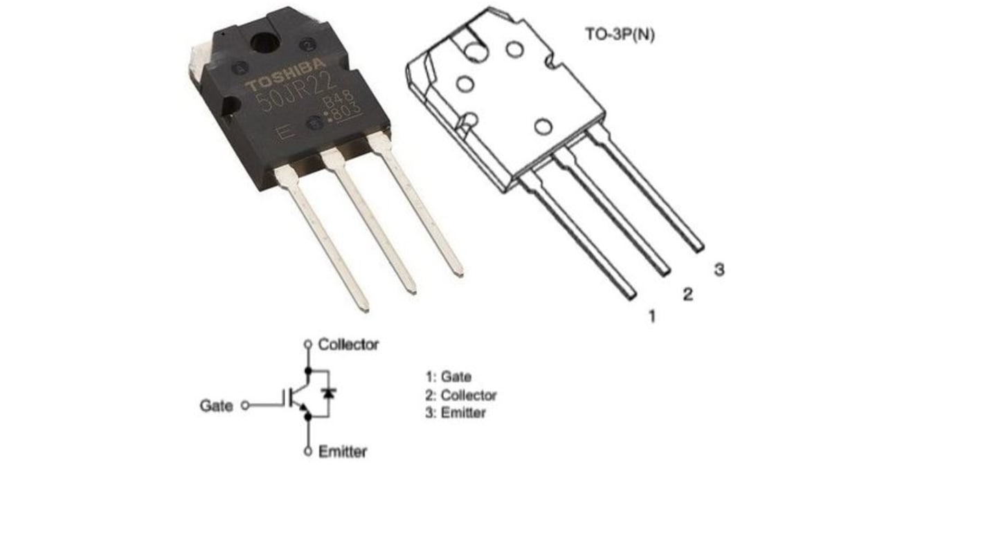 Toshiba N沟道IGBT, Ic 50A, VCEO 600 V, 3针, TO-3P, 通孔安装, 1MHz