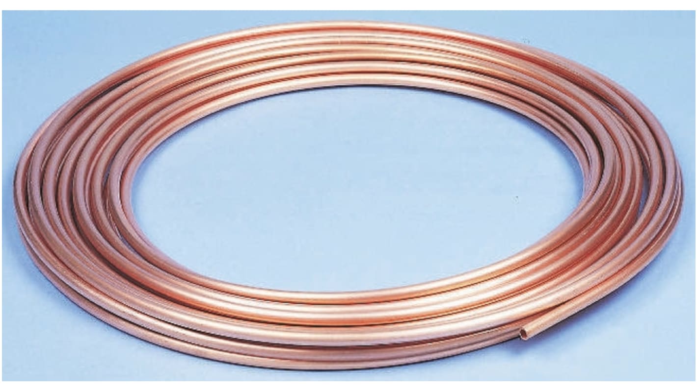 RS PRO 66 bar 20m Long Copper Pipe, 8mm Outer Diam.