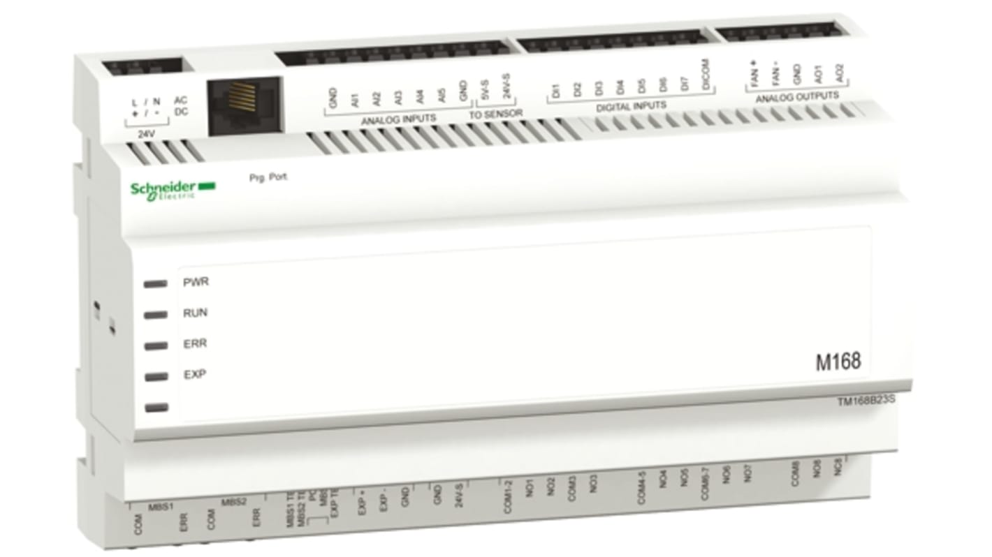 Rs-Online CPU PLC Schneider Electric TM168B ingressi: 5 (analogico) 7 (digitale) uscite: 3 (analogico) 8 (relè) 23 I/O 0