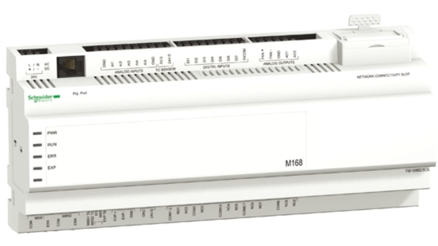 Rs-Online CPU PLC Schneider Electric TM168B ingressi: 5 (analogico) 7 (digitale) uscite: 3 (analogico) 8 (relè) 23 I/O 0