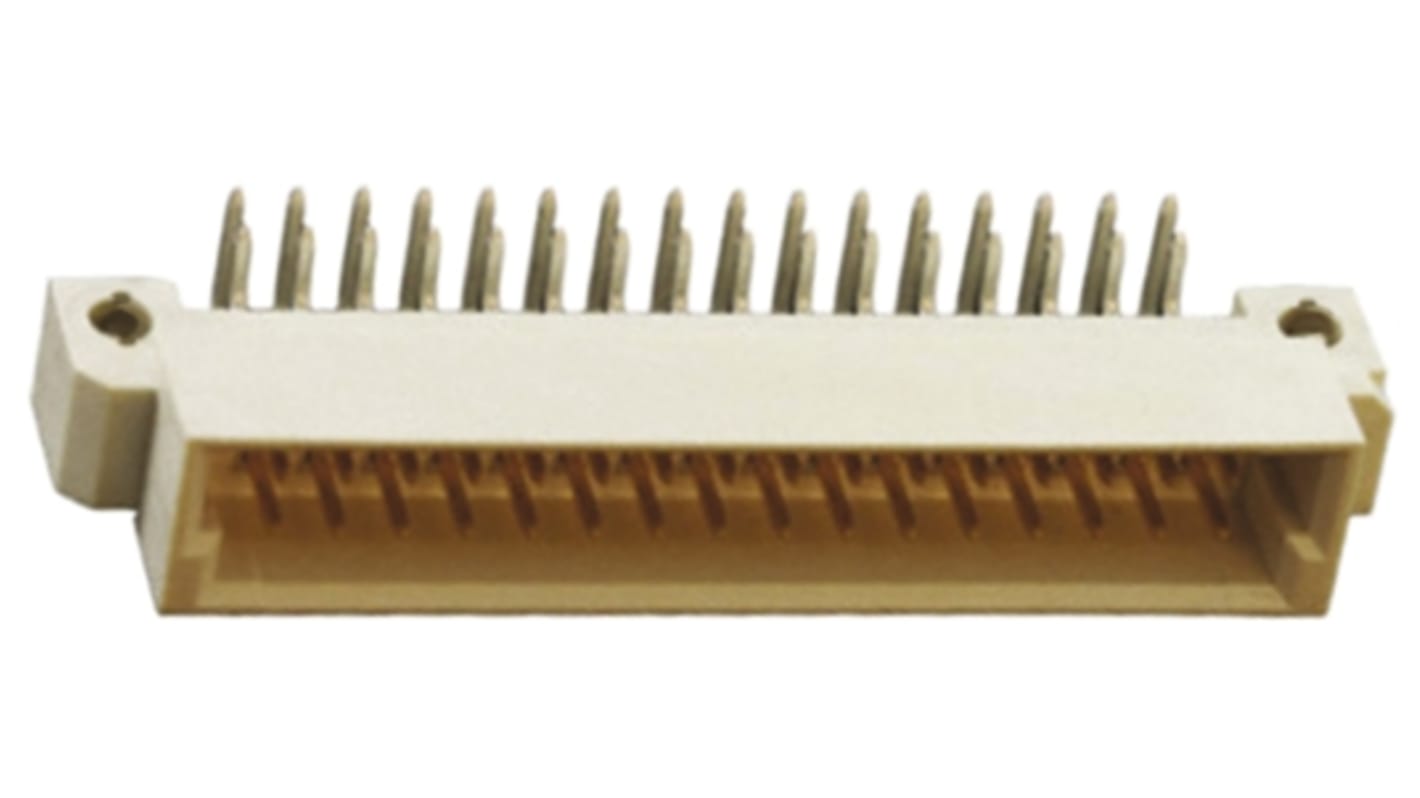 TE Connectivity Eurocard 32 Way 2.54mm Pitch, Type 1/2 B Class C2, 2 Row, Right Angle DIN 41612 Connector, Plug