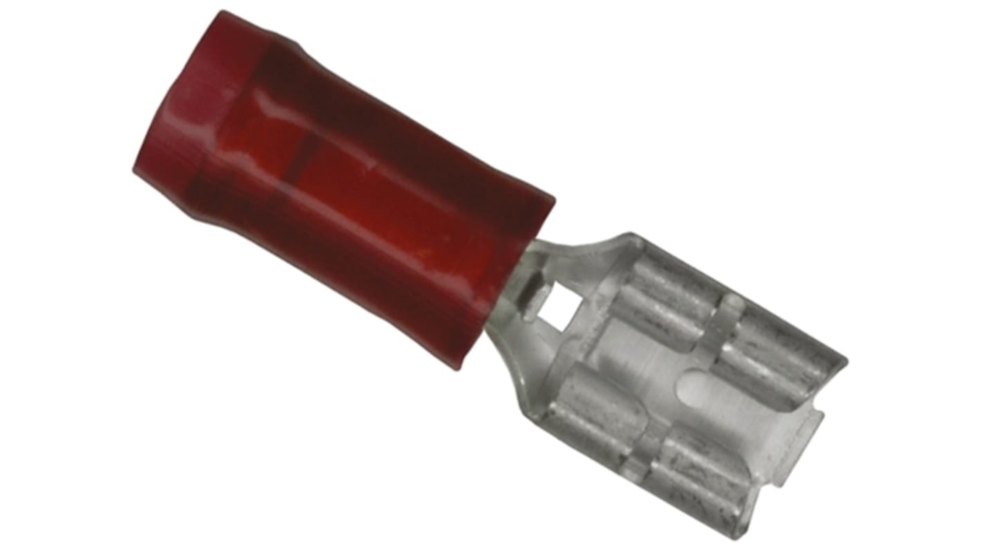 TE Connectivity PIDG FASTON .187 Red Insulated Female Spade Connector, Receptacle, 4.75 x 0.81mm Tab Size, 0.3mm² to