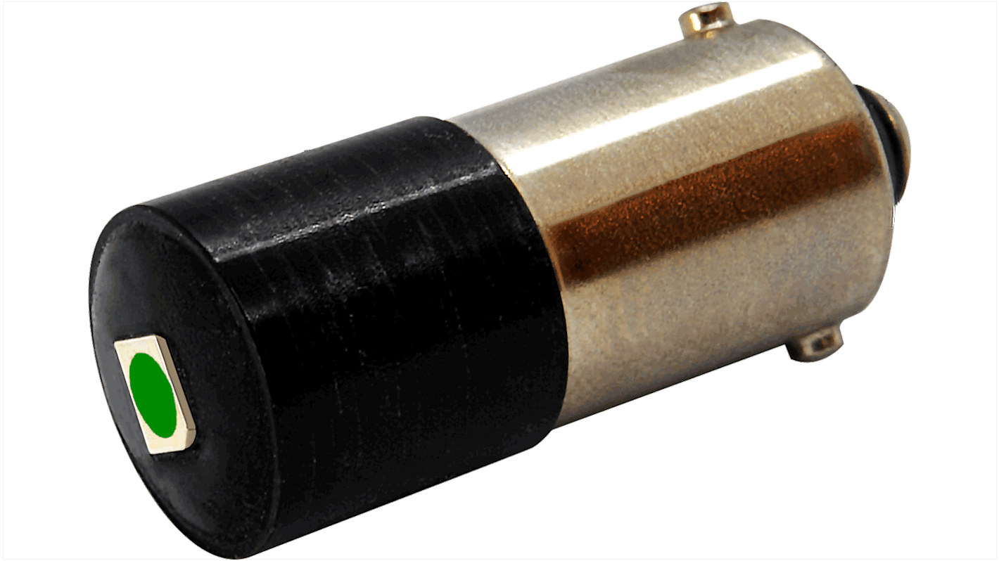 Oxley Green LED Indicator Lamp, 12-60V ac/dc, BA9s Base, 10mm Diameter, 340mcd