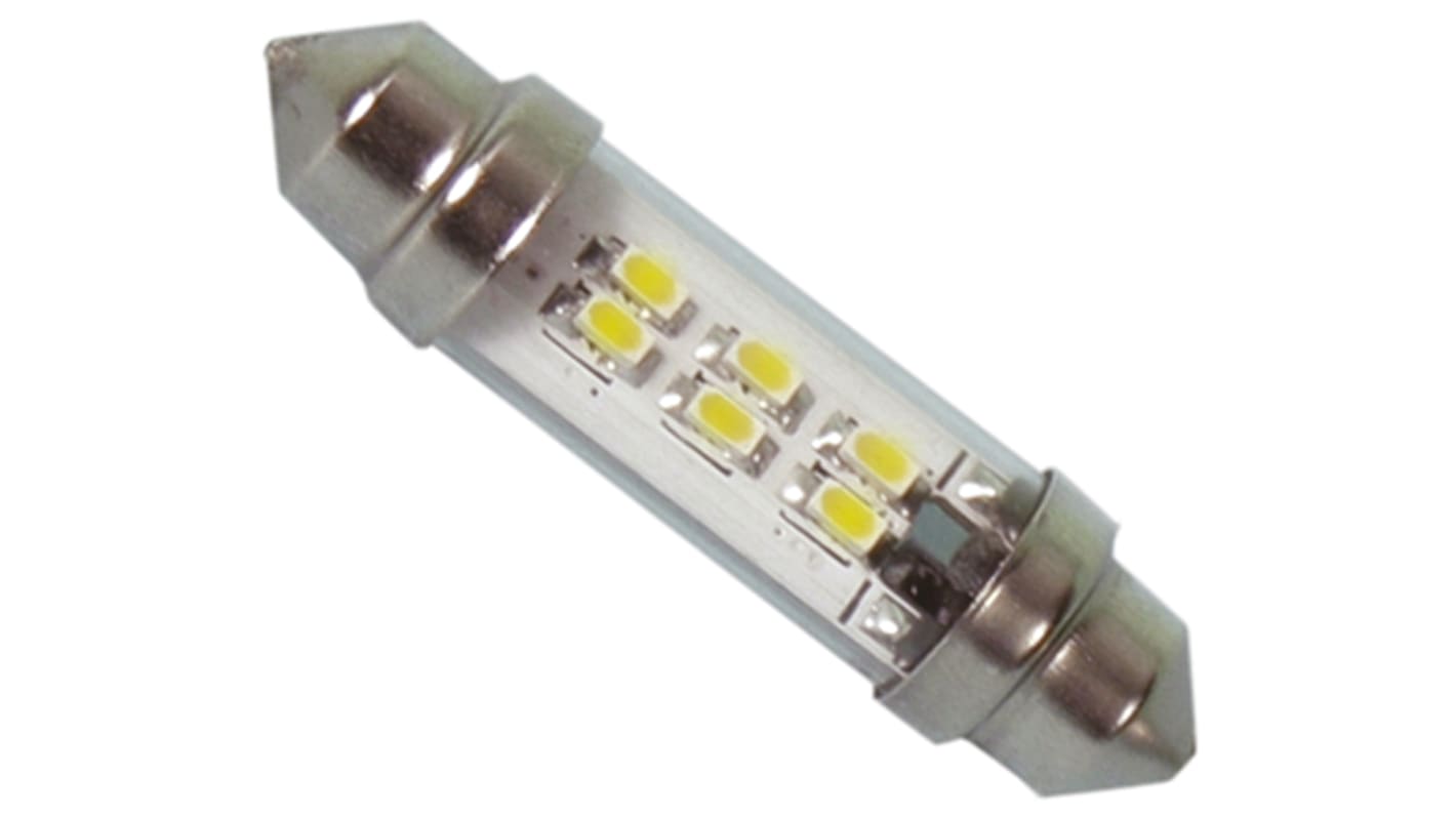 JKL Components LED汽车灯泡, 12 → 24 V, 白色, Φ10.7mm, 尖浪形