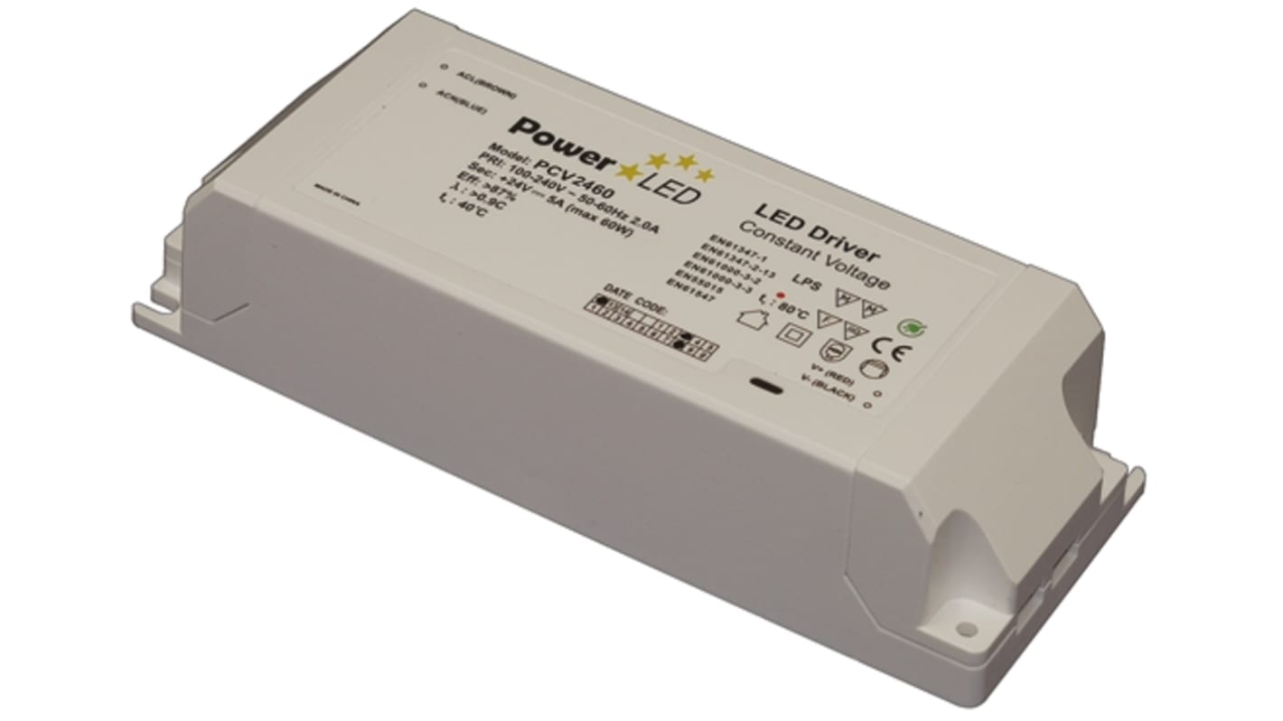 PowerLED LED Driver, 24V Output, 60W Output, 0 → 2.5A Output, Constant Voltage