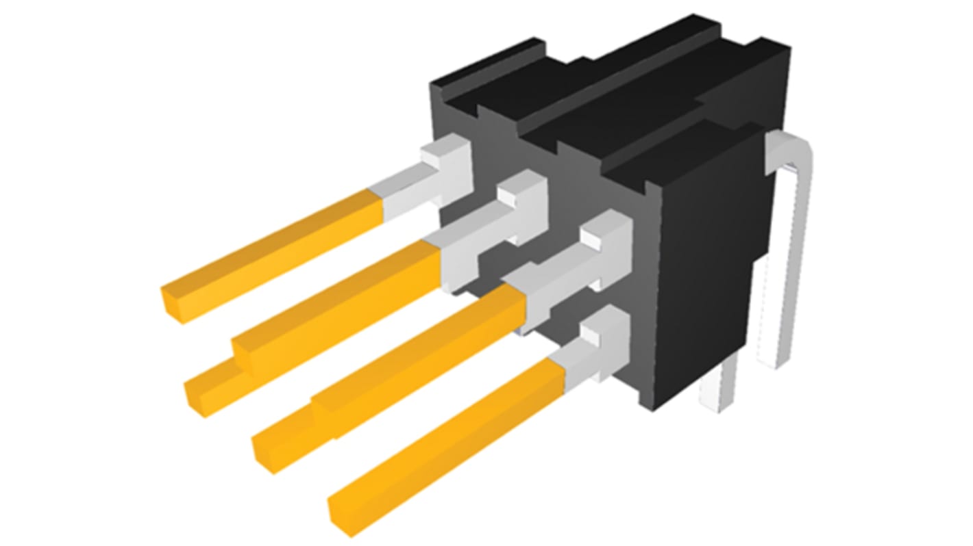 TE Connectivity AMPMODU MOD II Series Right Angle Through Hole Pin Header, 6 Contact(s), 2.54mm Pitch, 2 Row(s),