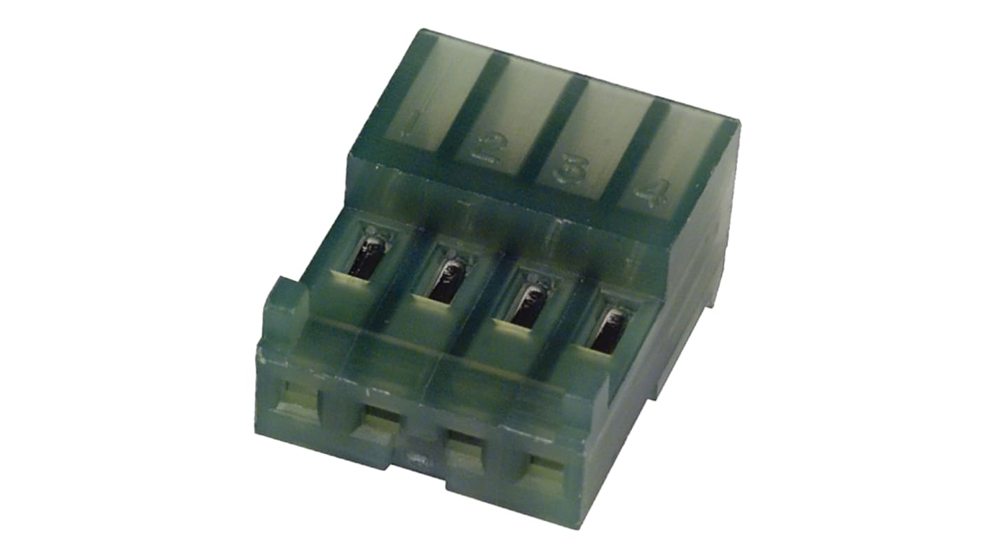 TE Connectivity IDC连接器, 母座, 4p, 2.54mm间距, 电缆安装, IDC端接, 直向, MTA-100系列