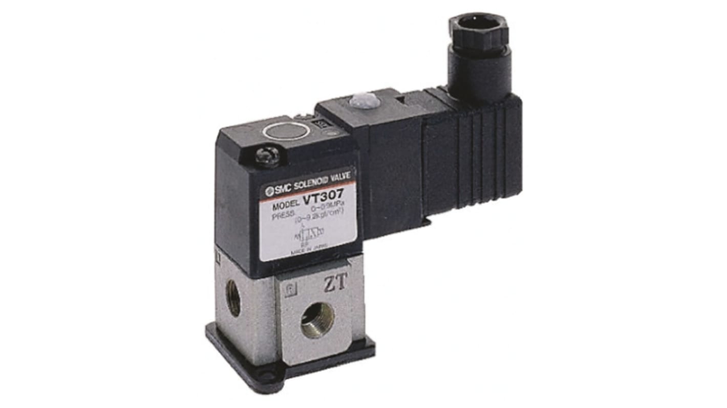 Electroválvula neumática SMC, Serie VT307, Rosca G 1/8, Función 3/2, Solenoide/Solenoide, Colector