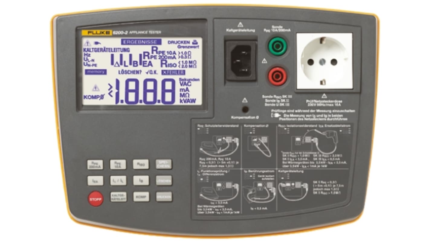 Fluke 6200, Advanced PAT, Gerätetester, Prüfung Manuell, Klasse I, Klasse II