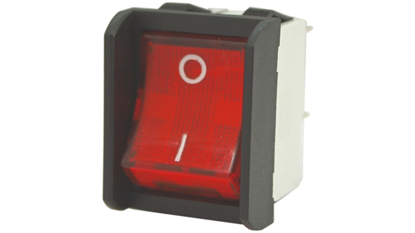 Interruttore a bilanciere APEM, DPST, On-Off, , Rosso