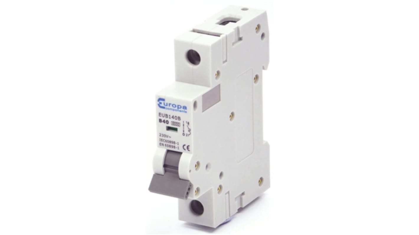 Europa B型MCB, 1极, 40A, 230VAC, EUB系列 EUB140B