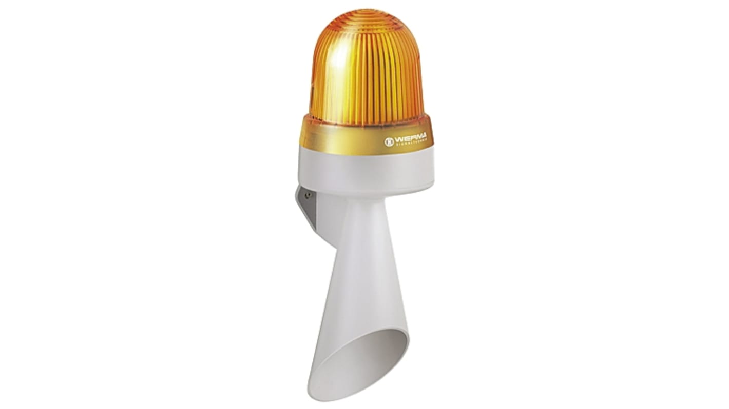 Werma Yellow Horn Beacon, 10 → 48 V ac, IP65, Wall Mount, 108dB at 1 Metre