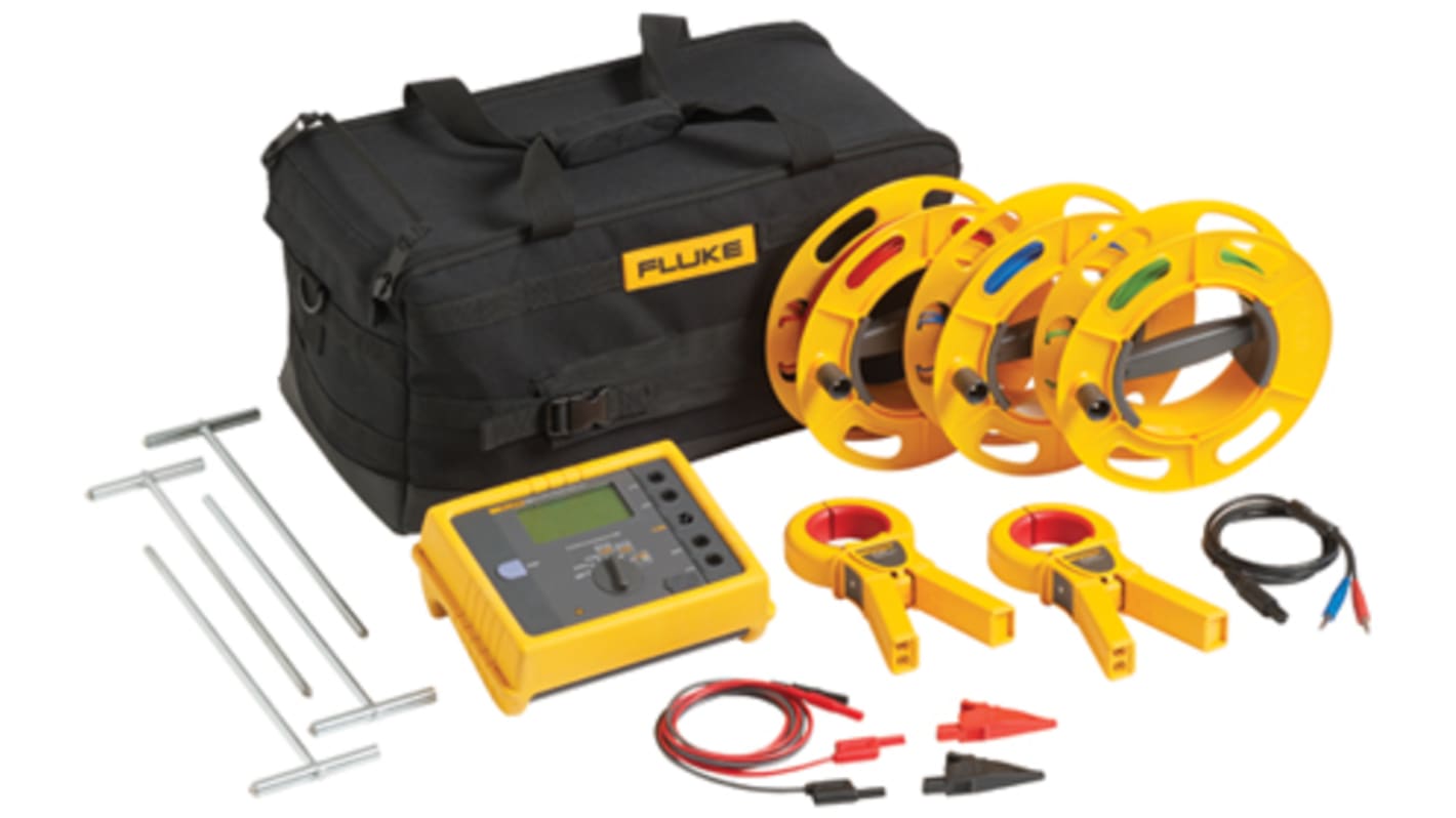 Fluke FLUKE-1623-2 KIT Erdungsprüfgeräte Satz, mit Batterien, Kabelrolle x 3, Tragetasche, Erdungseinsatz x 4,