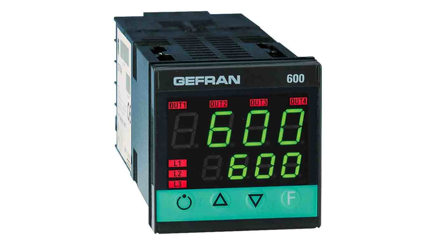 Gefran 600 PID Temperature Controller, 48 x 48 (1/16 DIN)mm, 3 Output Logic, Relay, 100 → 240 V ac Supply Voltage
