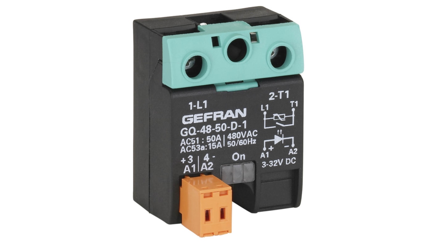 Relè a stato solido GQ-25-24-A-1-1 (230V/25A), Montaggio superficiale, 25 A, 230 V c.a., Zero Cross GQ