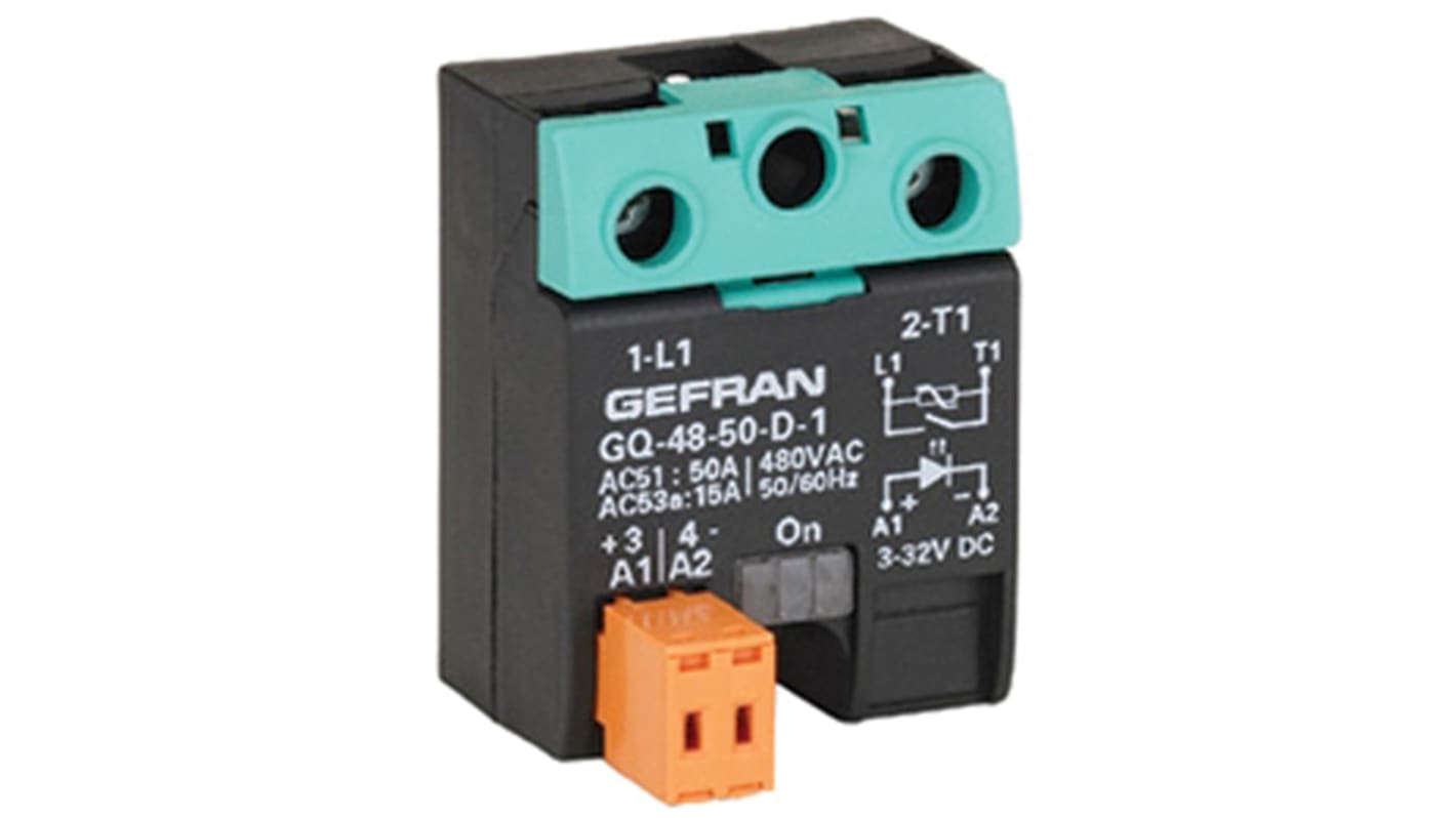Gefran GQ Series Solid State Relay, 50 A Load, Surface Mount, 480 V ac Load, 32 V dc Control