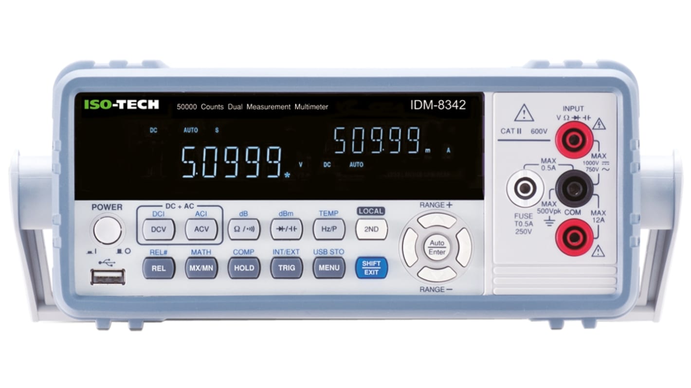 RS PRO IDM-8342, Tisch VFD Digital-Multimeter 750V ac / 10A ac, 50MΩ, DKD/DAkkS-kalibriert