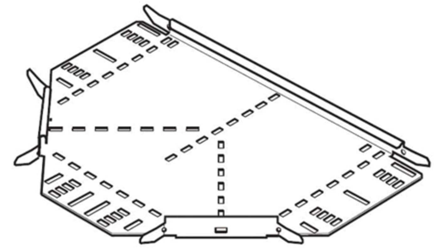 Legrand Medium Duty Equal Tee Pre-Galvanised Steel Cable Tray Accessory, 100 mm Width, 25mm Depth