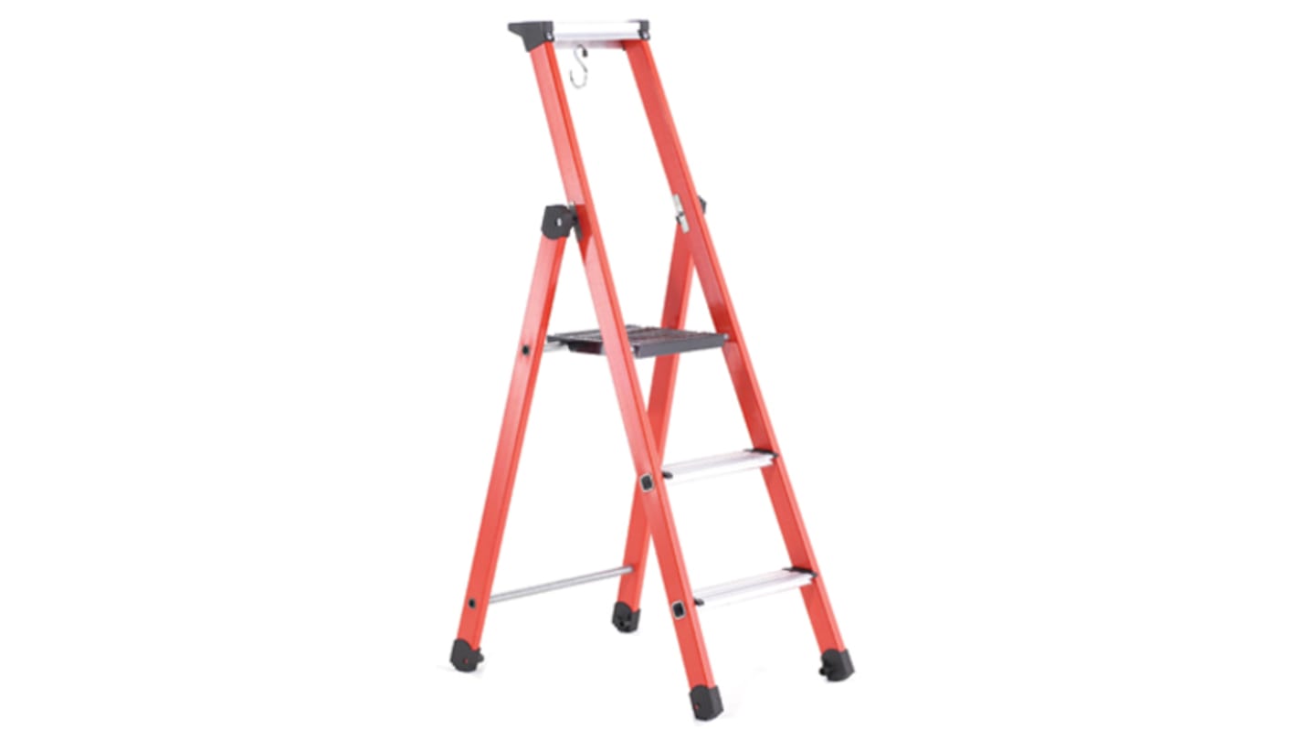 Zarges Fibreglass 6 steps Step Ladder, 1.37m platform height, 3.35m open length