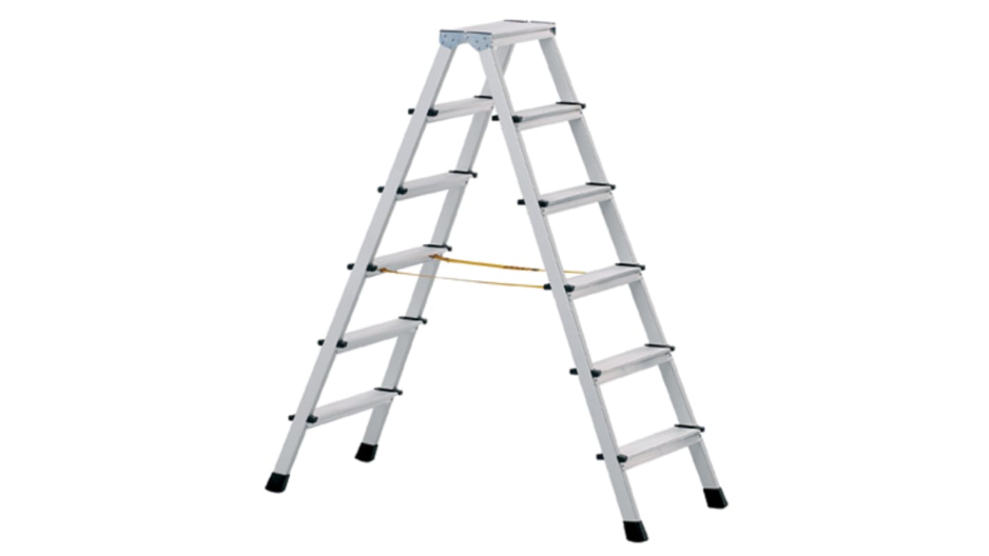 Zarges Aluminium 2 x 6 steps Step Ladder, 1.3m open length