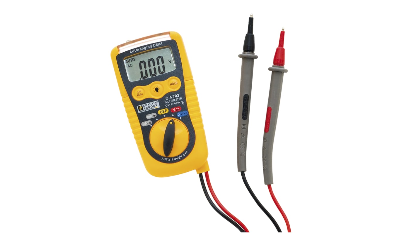 Chauvin Arnoux CA 703 Handheld Digital Multimeter, 200mA ac Max, 200mA dc Max, 600V ac Max