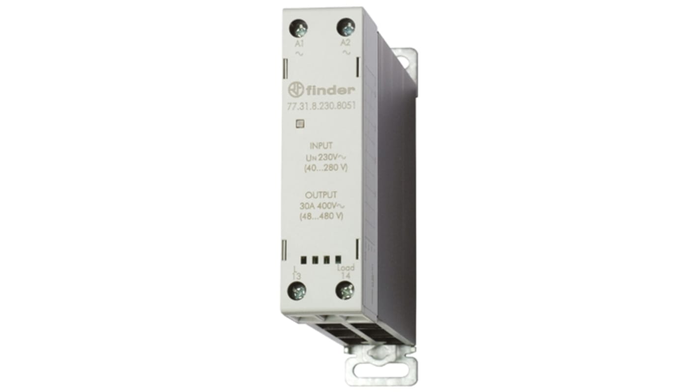 Finder 77 Series Solid State Relay, 30 A Load, DIN Rail Mount, 480 V ac Load, 230 V ac Control