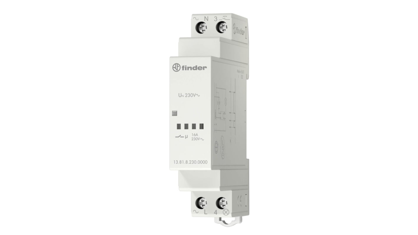 Relè di potenza Finder serie 13 Series, SPST, bobina 230V ca, Guida DIN