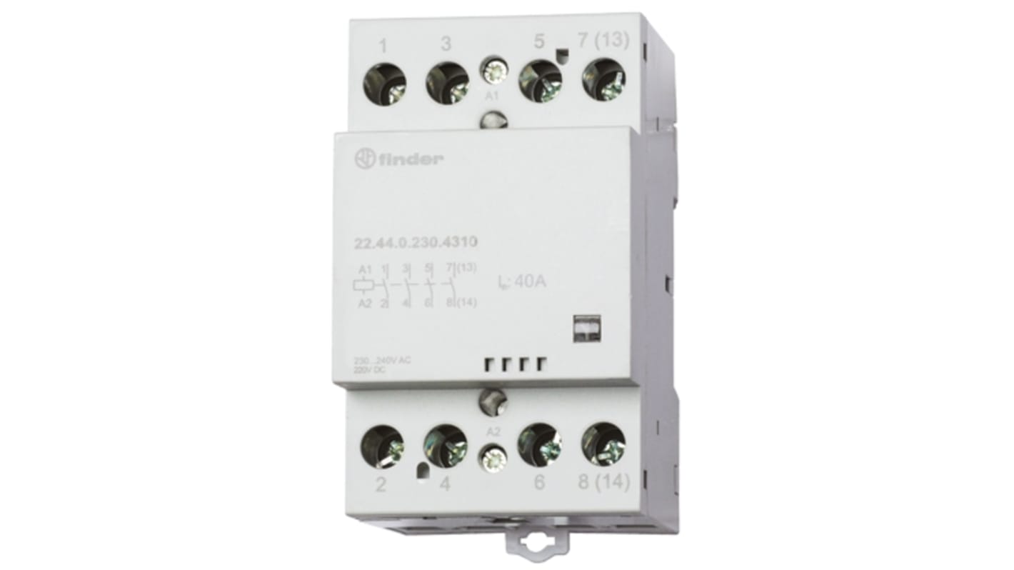 Finder 22 Contactor, 125 V ac Coil, 4-Pole, 40 A