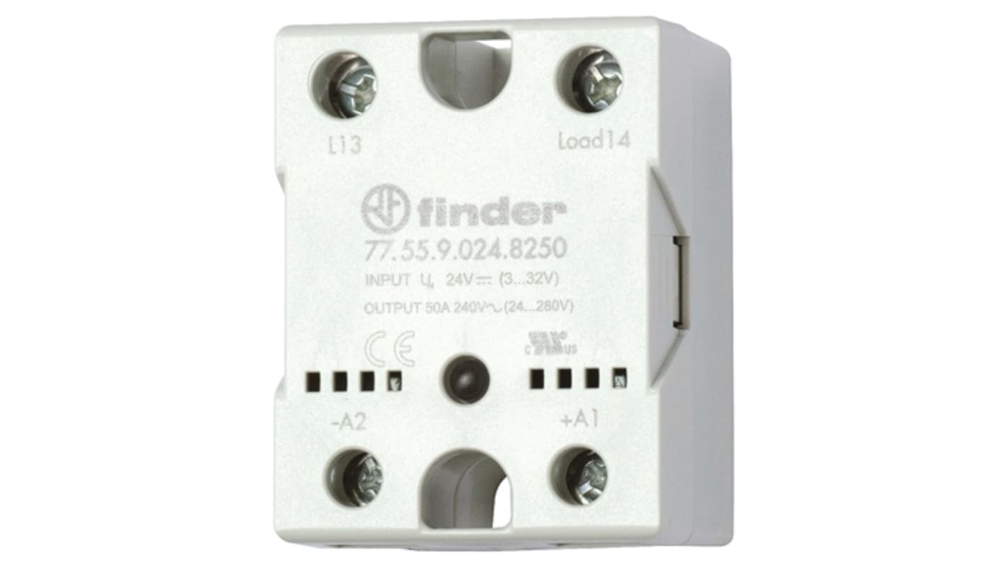 Finder 77 Series Solid State Relay, 50 A Load, Heatsink, 660 V ac Load, 230 V ac Control