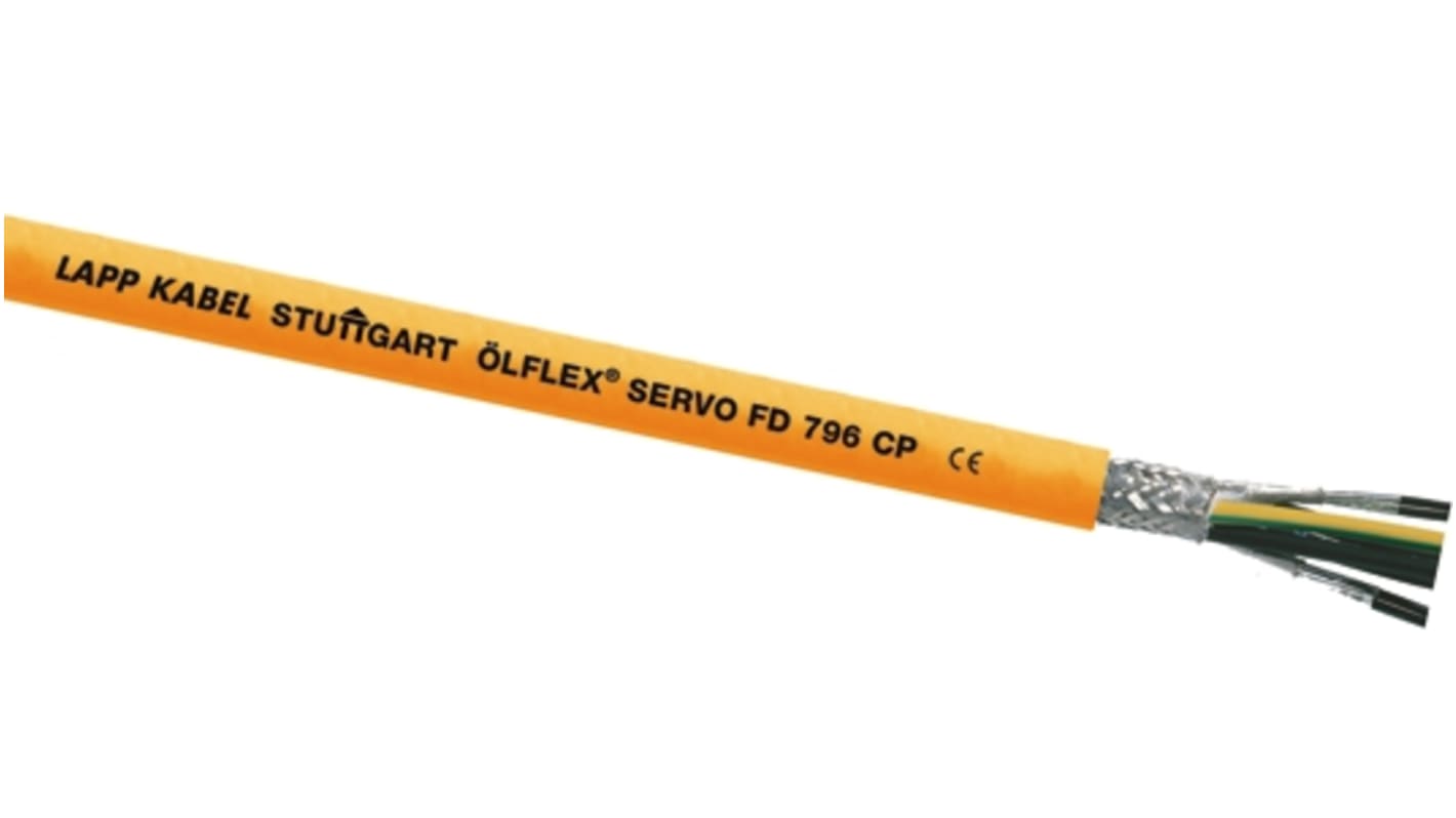 Lapp 4+(2x2)芯控制电缆, 1.5mm²+0.75mm², 18 AWG, 屏蔽, 阻燃, 50m长, 橙色PUR护套