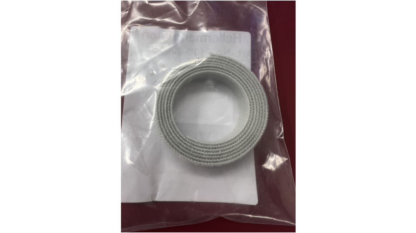 HellermannTyton Cable Tie, Hook and Loop, 1m x 12.5 mm, Grey PA (Loop), PP (Hook), Pk-1
